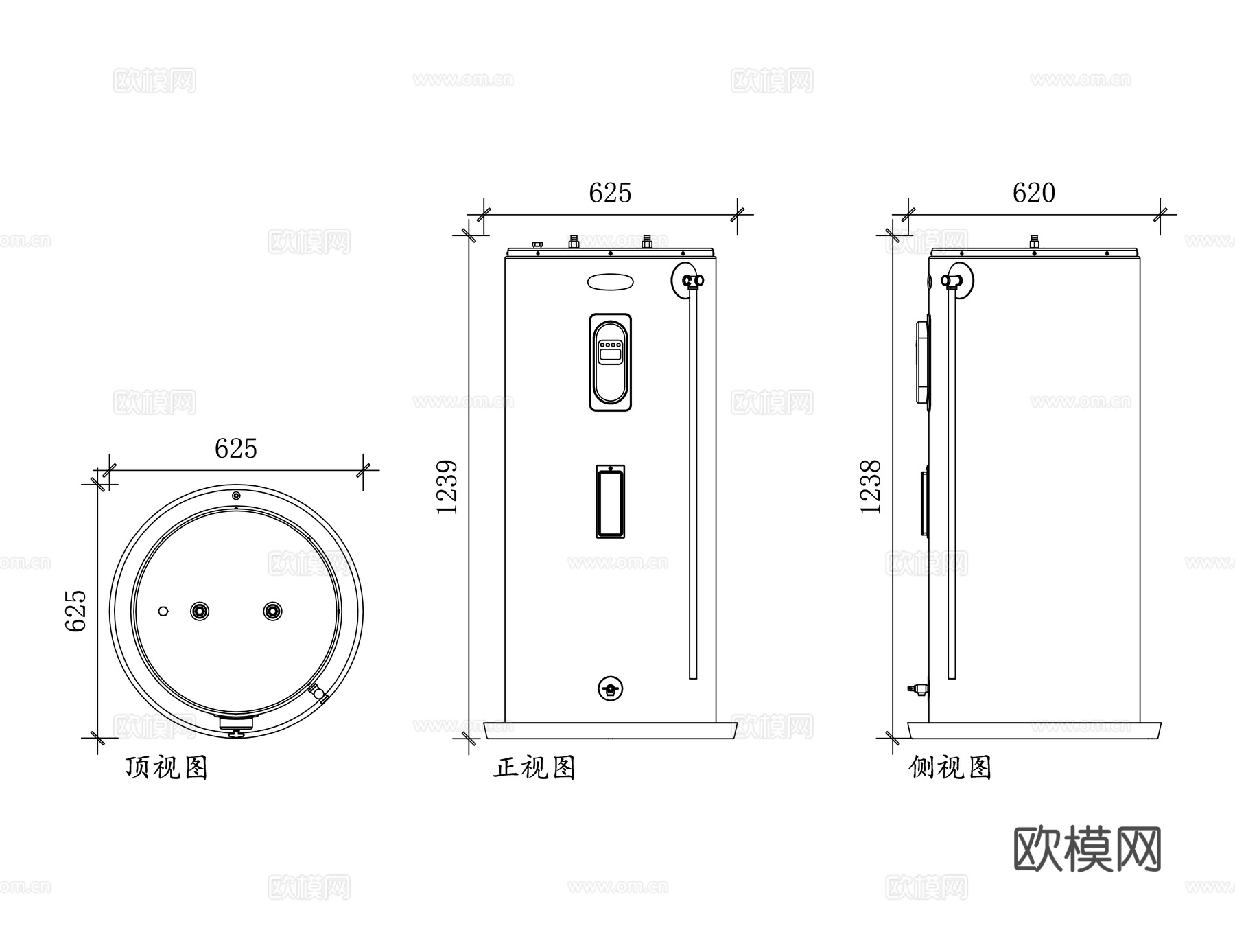立式热水器 竖装热水器 立式电热水器 竖式储水热水器cad施工图