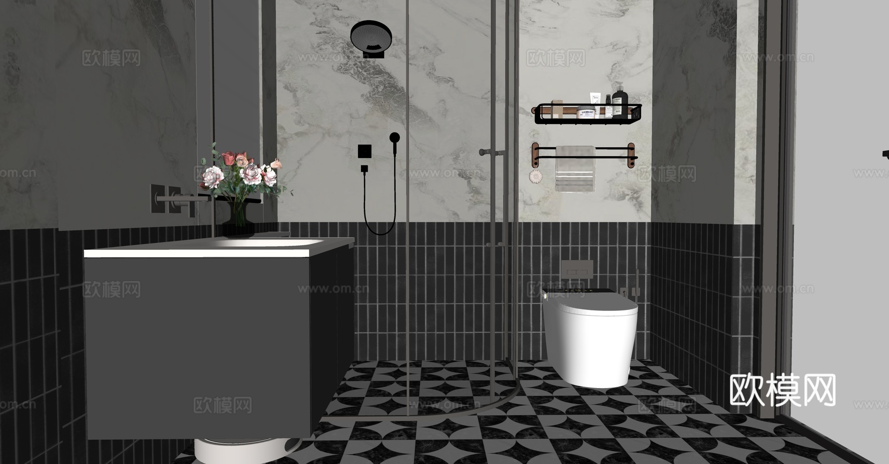 现代卫生间su模型