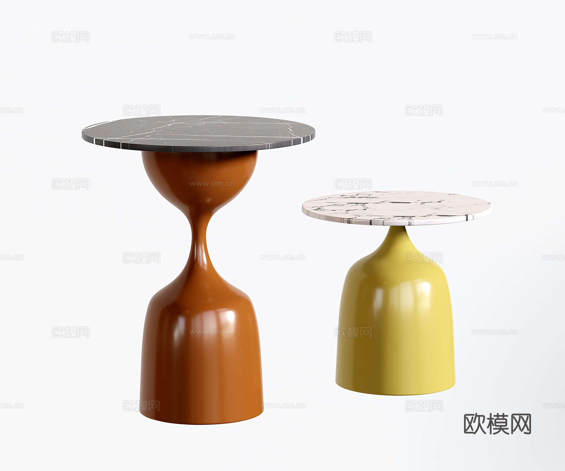 奶油风创意边几 极简小茶几 圆形边几su模型