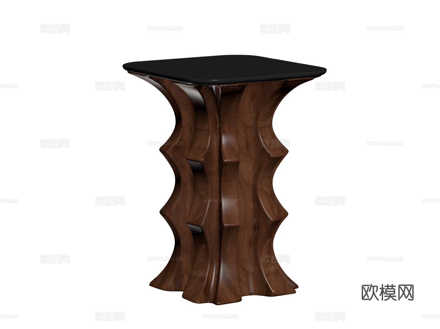 中古侘寂波浪边几 木凳子 木墩 小茶几su模型