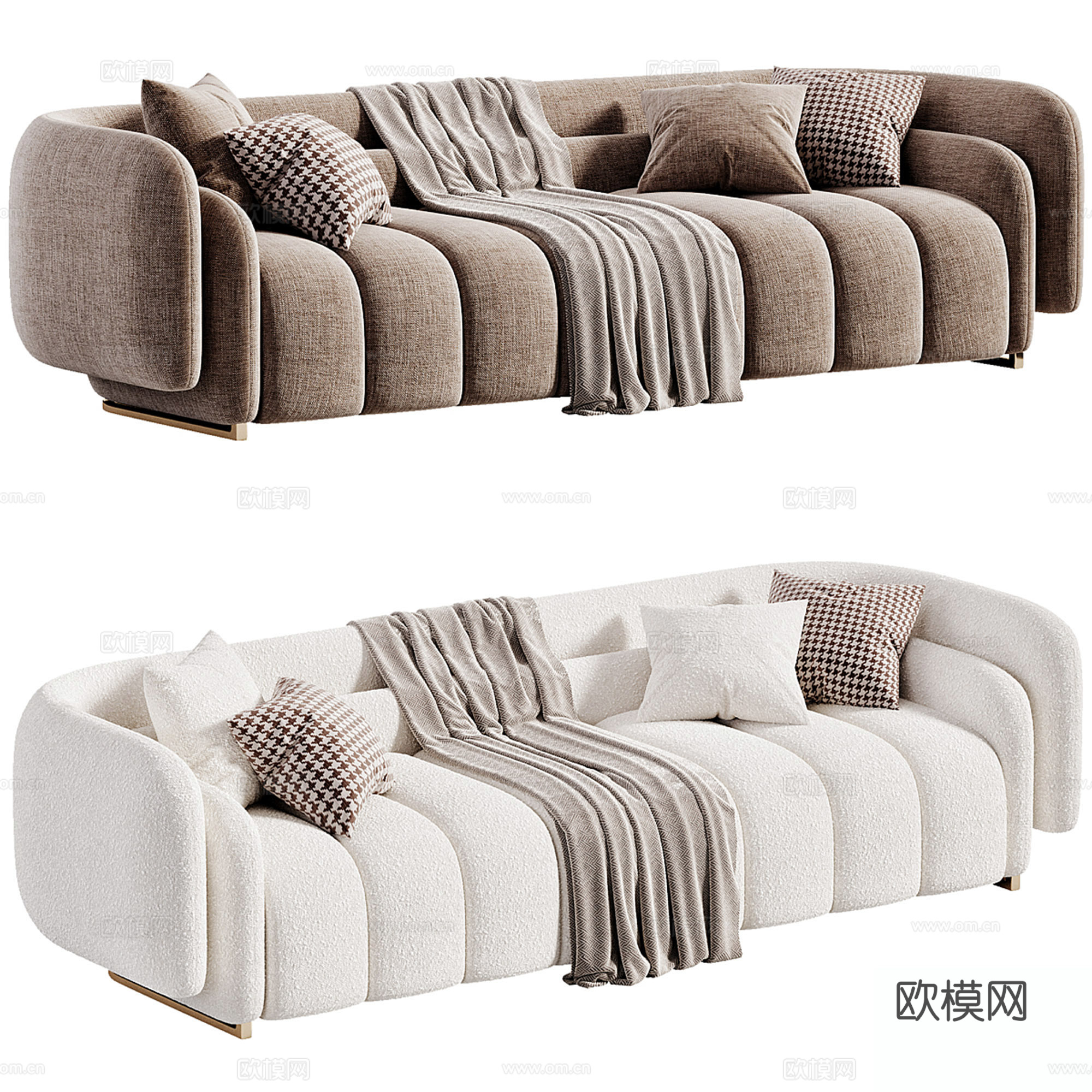 现代轻奢多人沙发集合su模型
