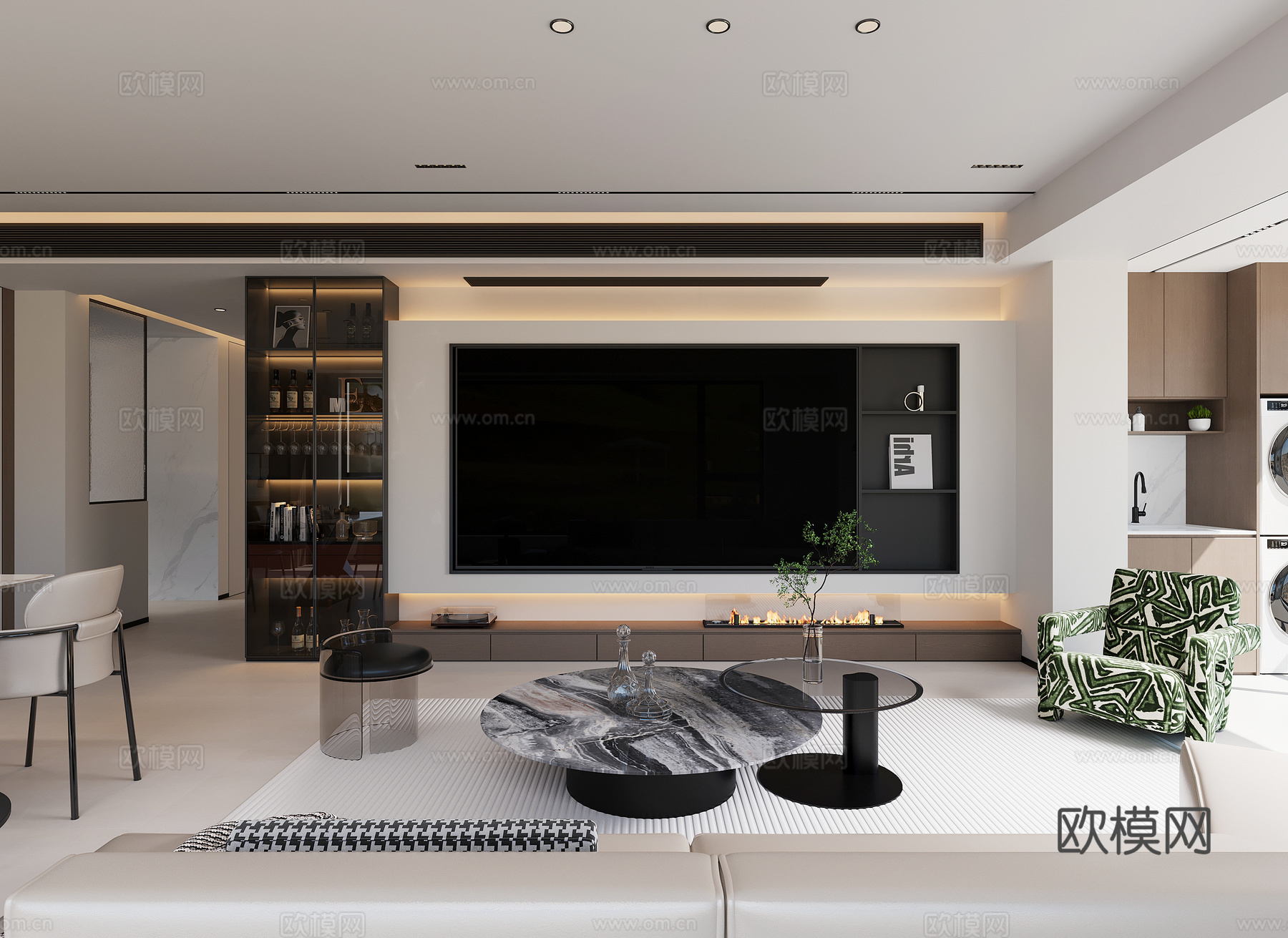 现代意式客餐厅3d模型下载（渲染图4）