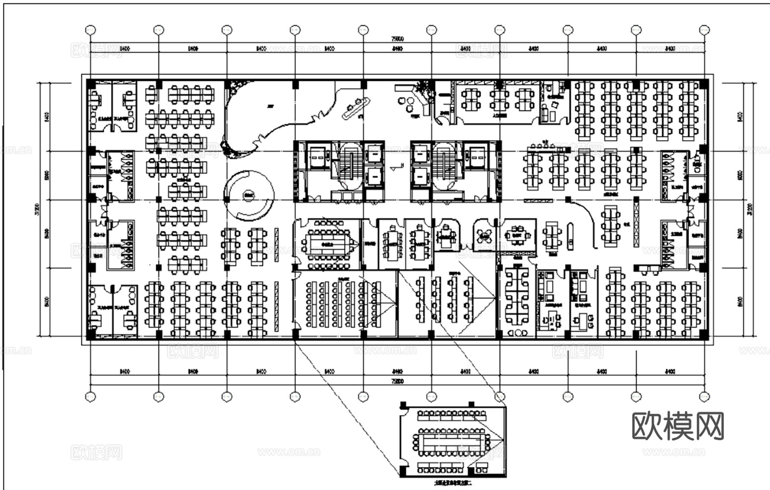 40套现代风格办公空间办公室综合办公CAD平面设计方案最新整cad施工图