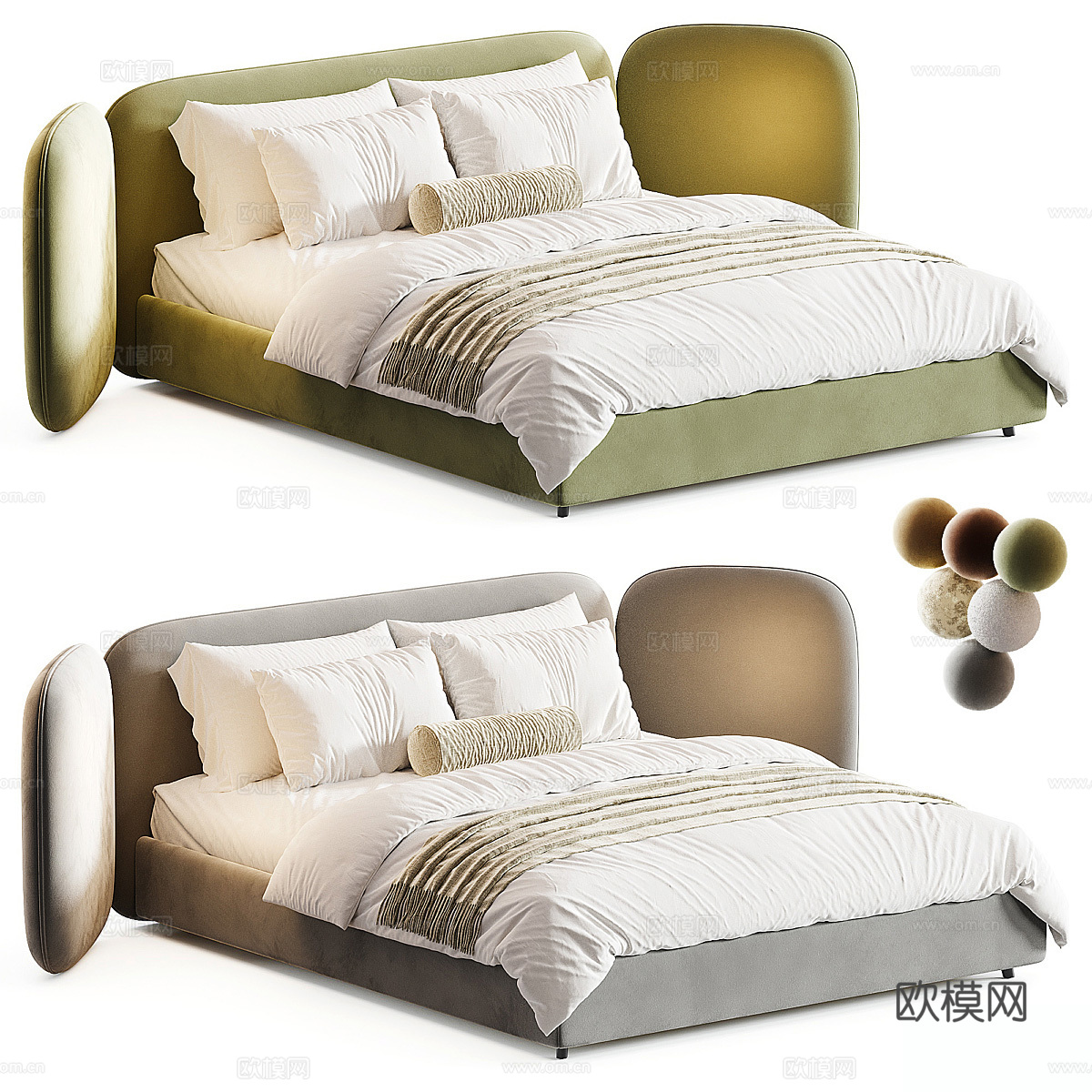 现代轻奢主卧双人床su模型