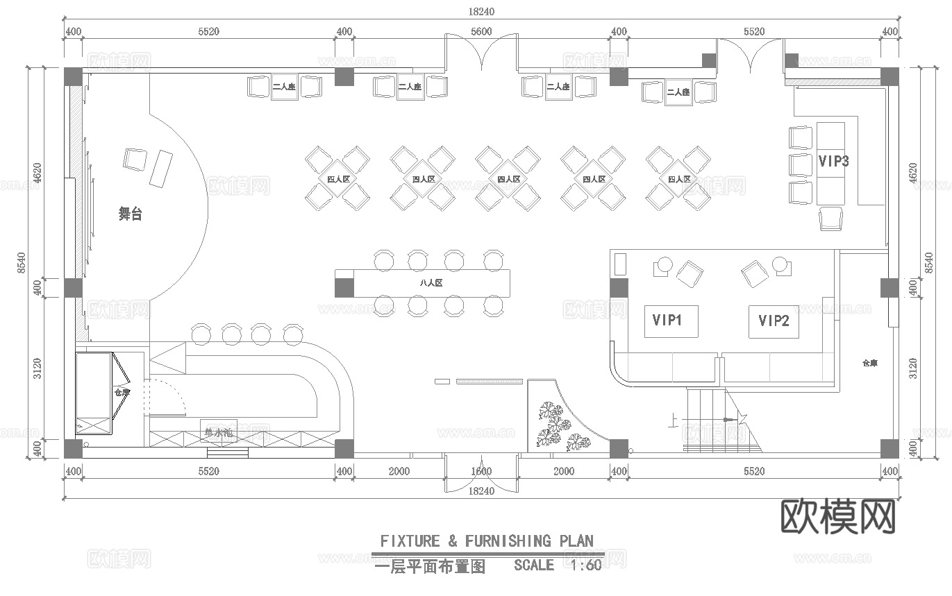 轻奢音乐酒吧 最新全套 效果图 施工图设计cad施工图