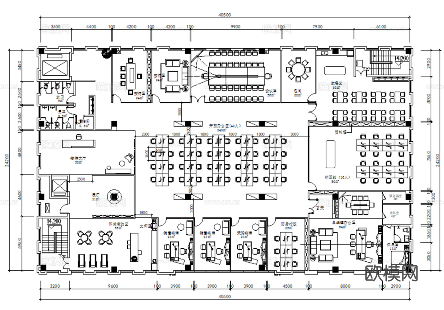 50套办公空间办公室会议室综合办公CAD平面设计方案最新整理cad施工图