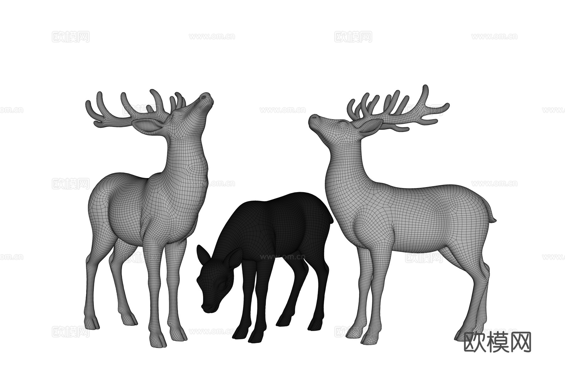 鹿雕塑 鹿 小品鹿 景观鹿 动物雕塑 景观鹿雕塑su模型