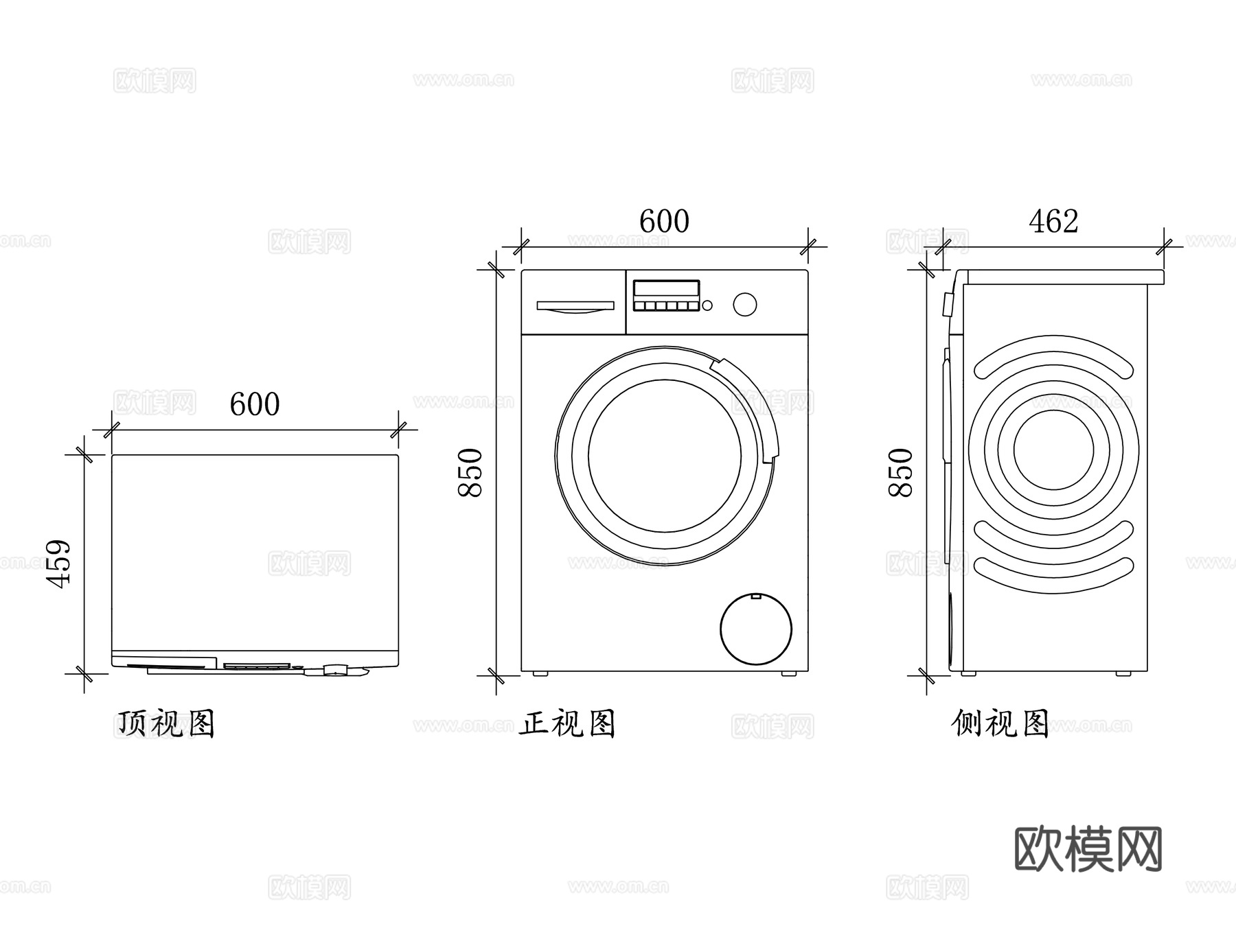 博世滚筒洗衣机 博世变频洗衣机 博世全自动洗衣机 博世嵌入式cad施工图