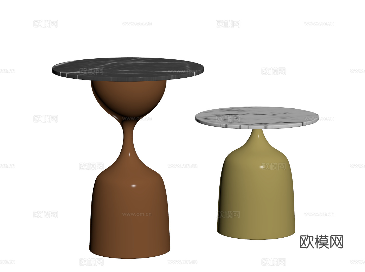 奶油风创意边几 极简小茶几 圆形边几su模型