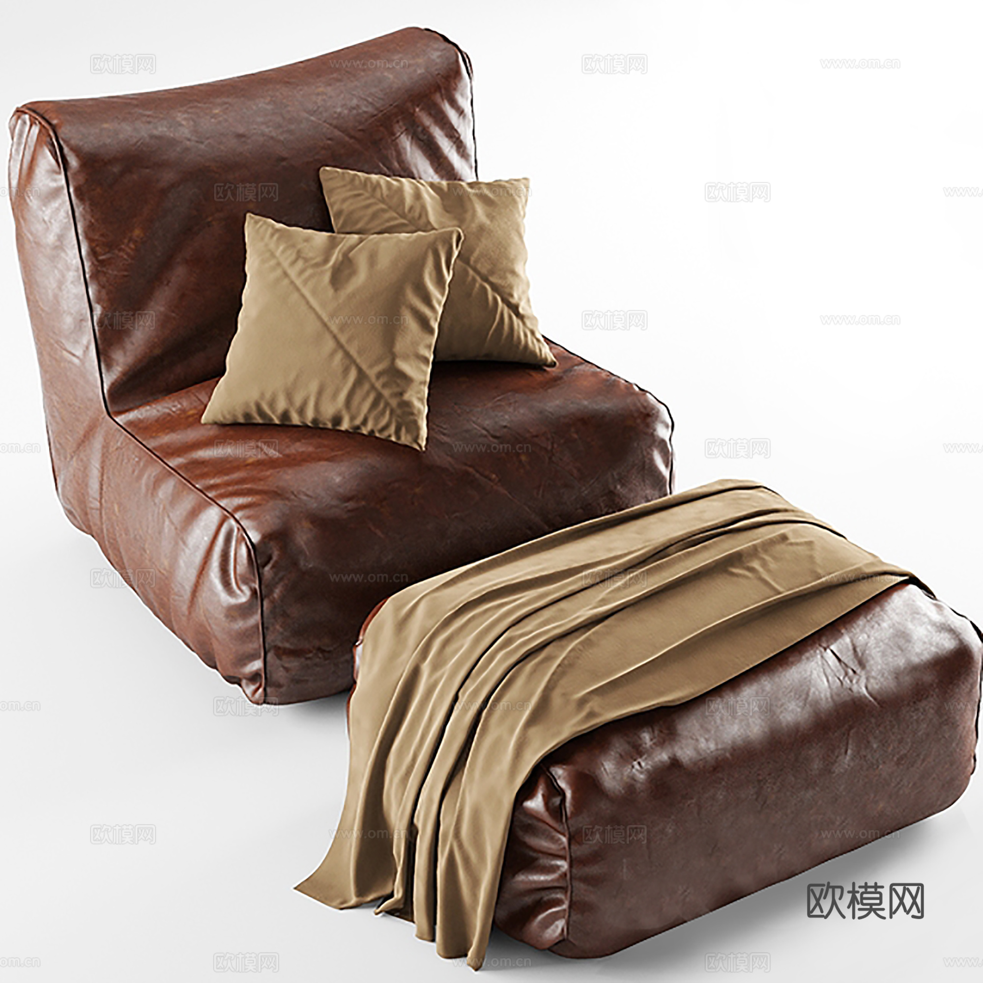 现代懒人沙发抱枕组合3d模型下载