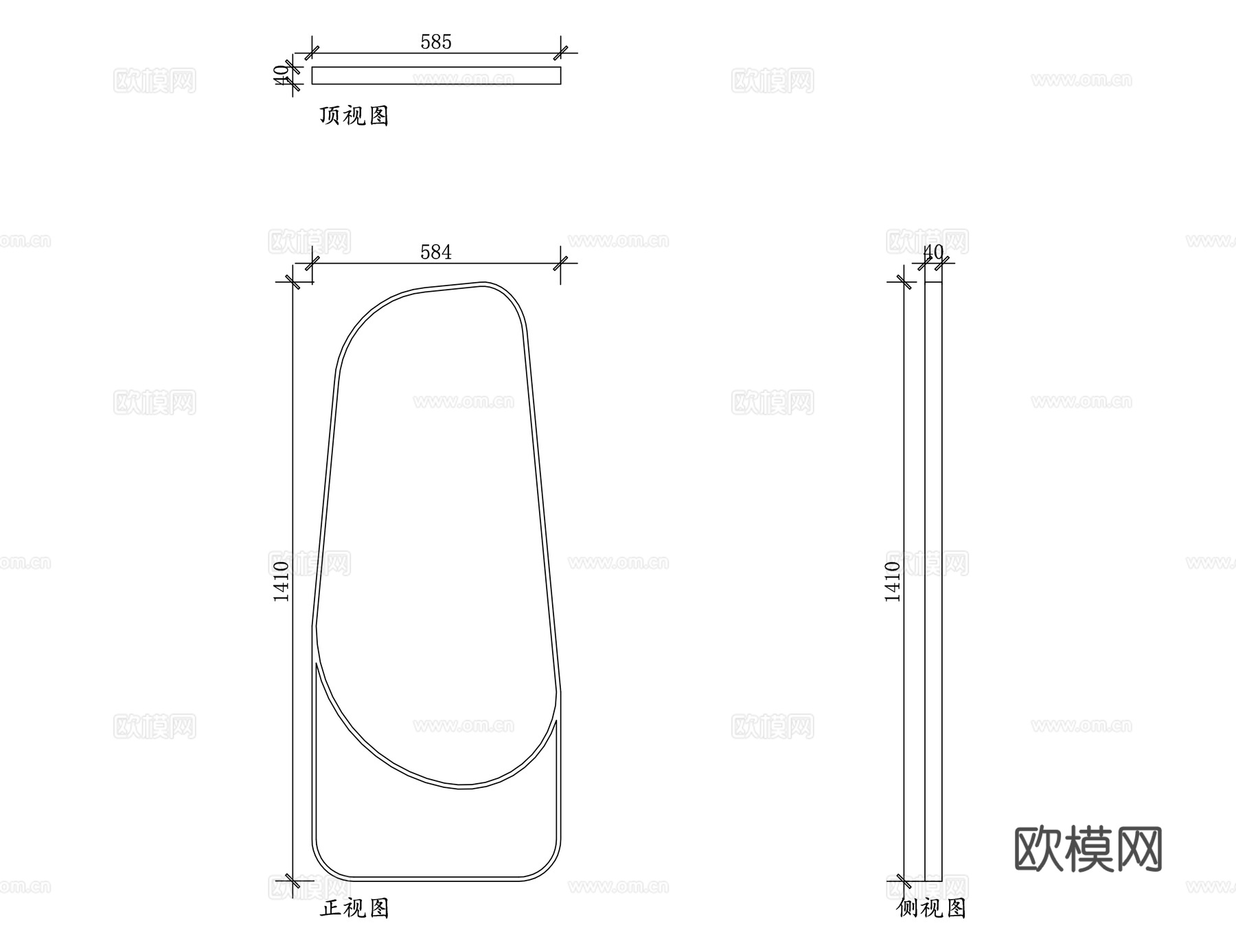 异形落地镜 不规则全身镜 斜角落地镜 创意全身镜 个性落地镜cad施工图