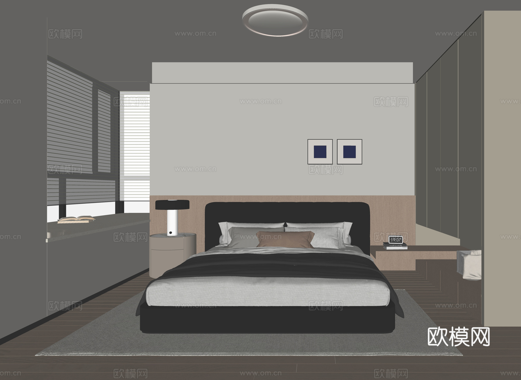 现代卧室 次卧室su模型
