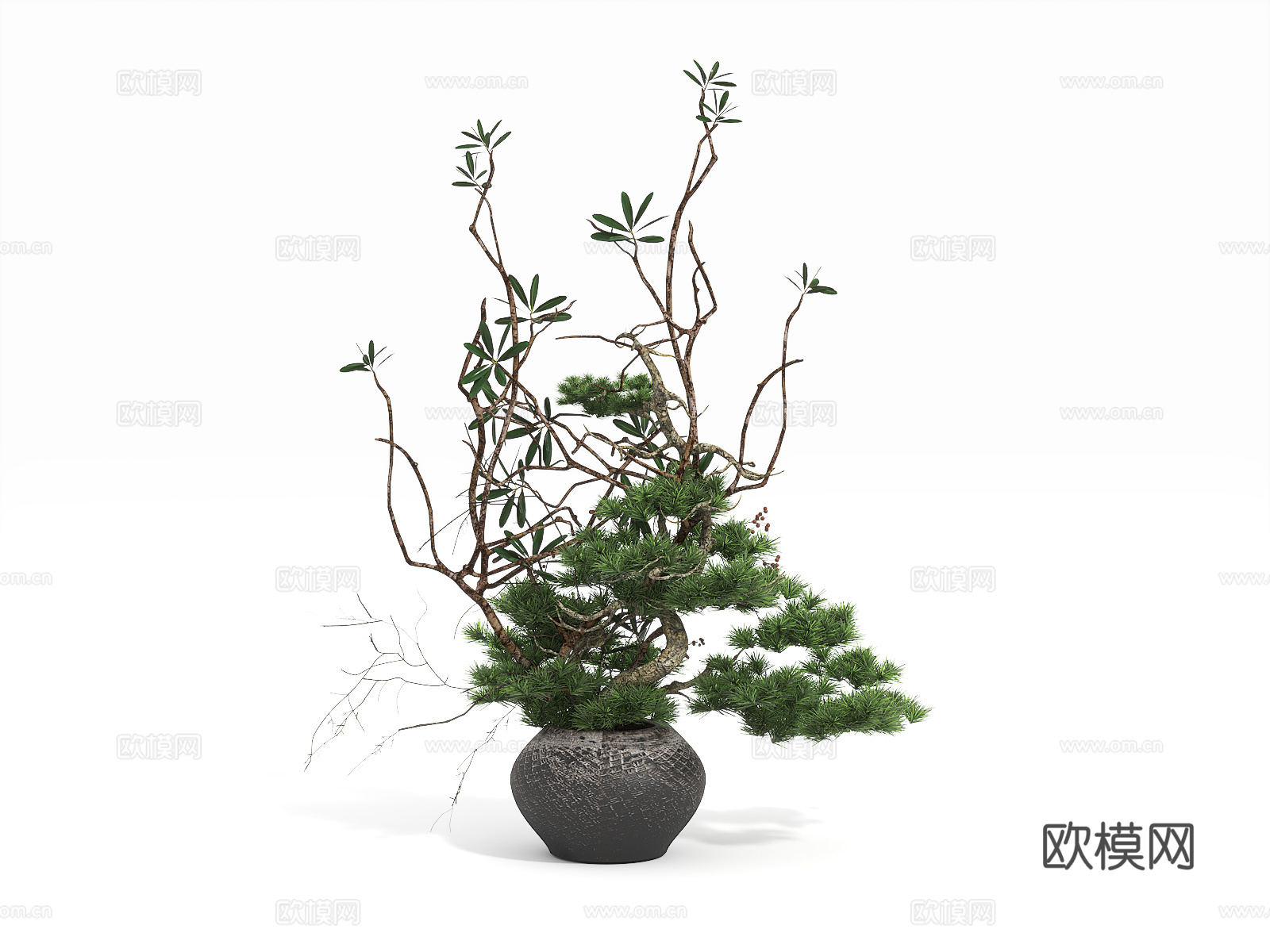 新中式盆栽3d模型3d模型