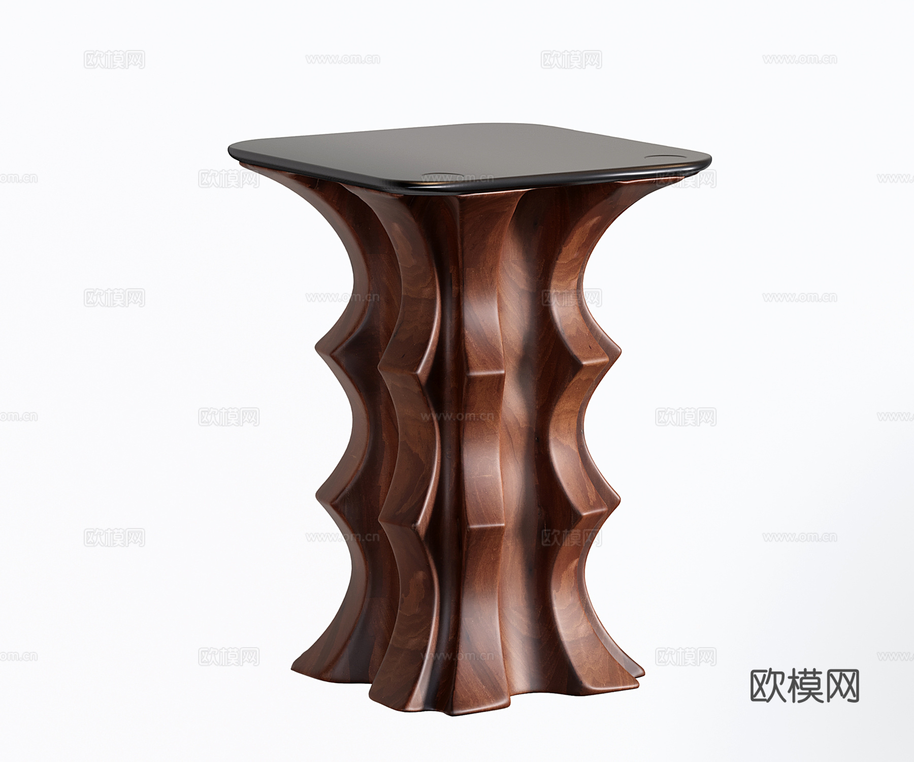 中古侘寂波浪边几 木凳子 木墩 小茶几su模型