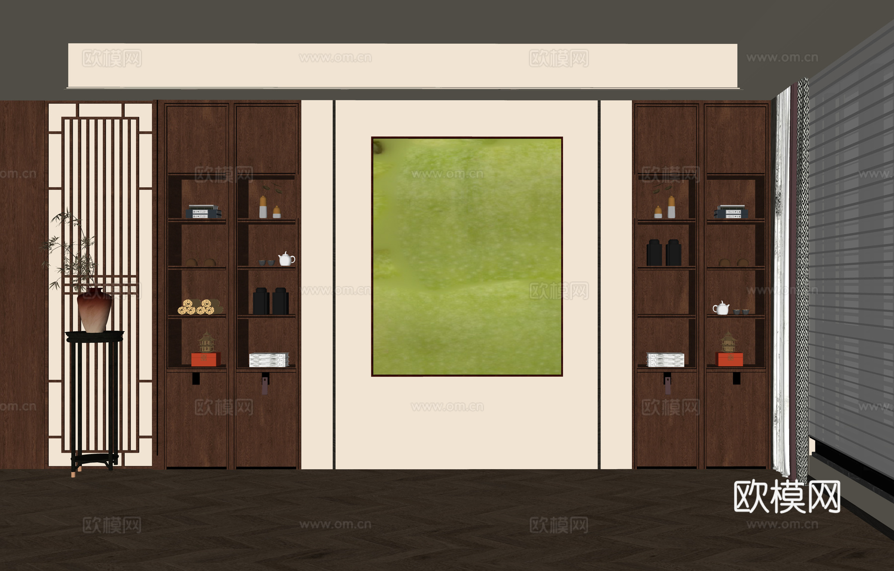 现代背景墙su模型