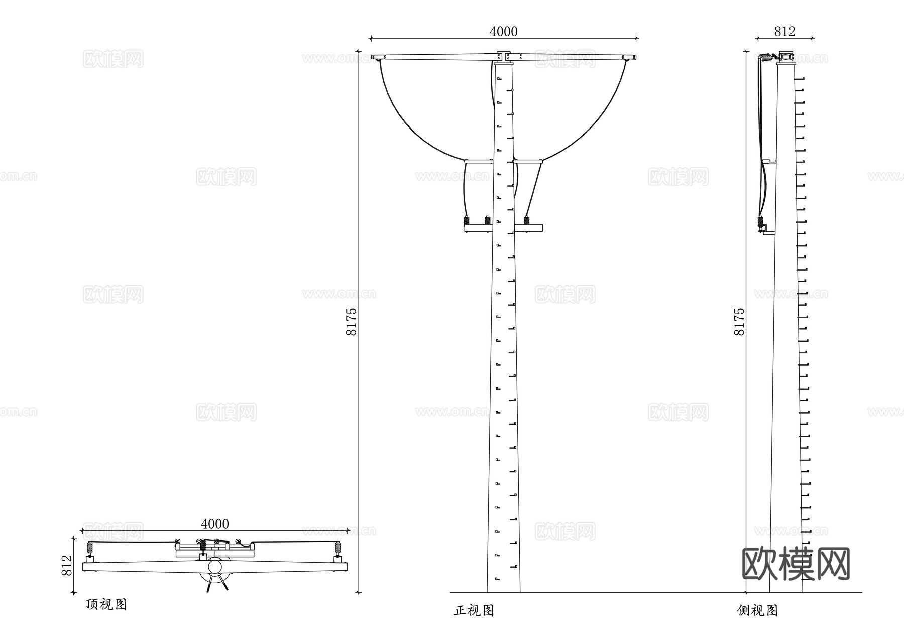 水泥杆 电力杆 电线杆子 输电杆 线路电杆cad施工图