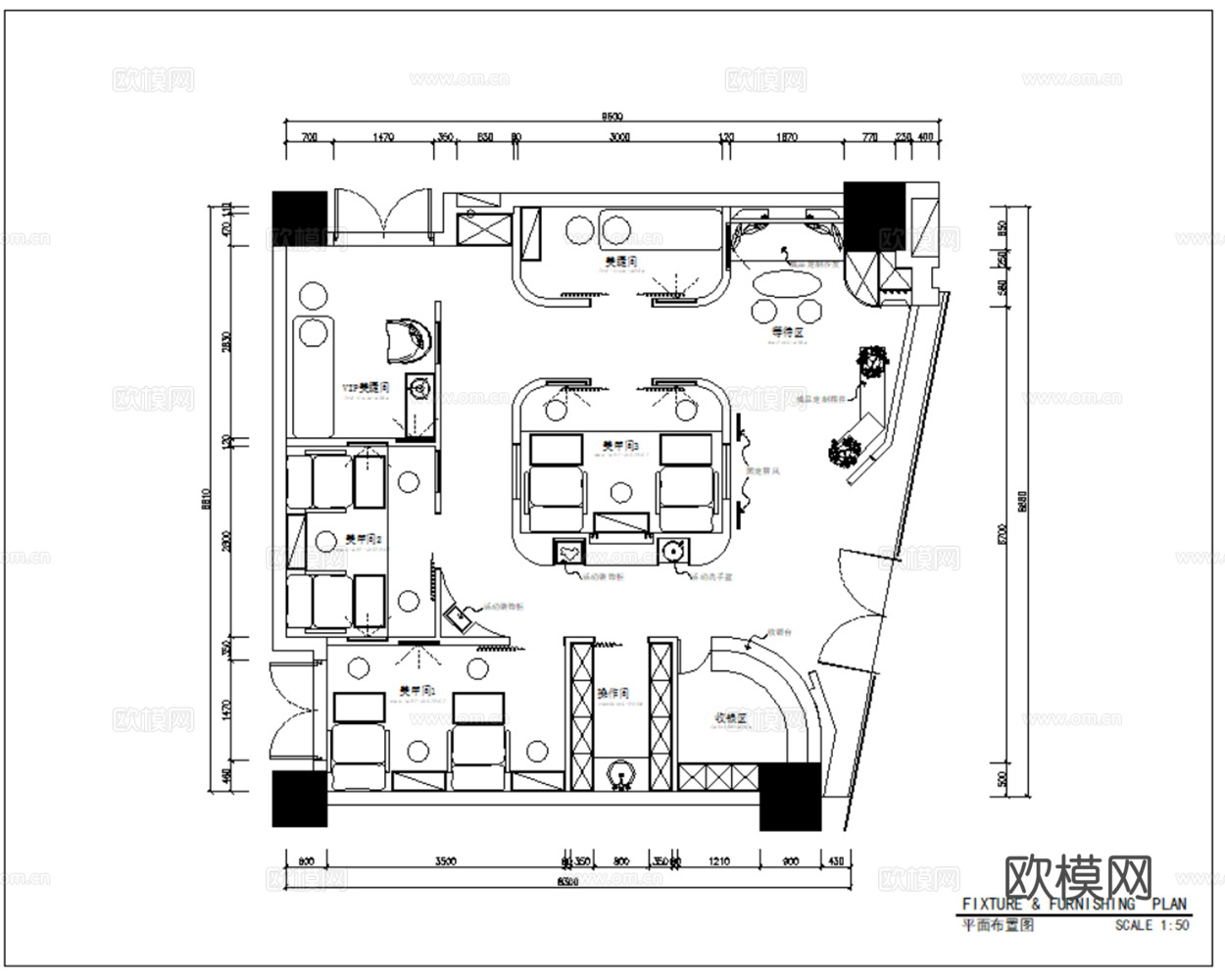 13套美甲店美睫店纹绣店美容店CAD施工图最新整理合集cad施工图
