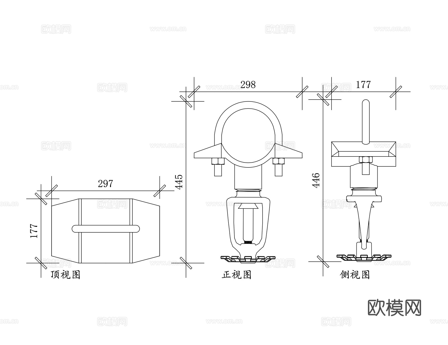 垂直洒水喷头 上喷喷淋头 直立型喷头 上喷式喷头 垂式喷淋头cad施工图