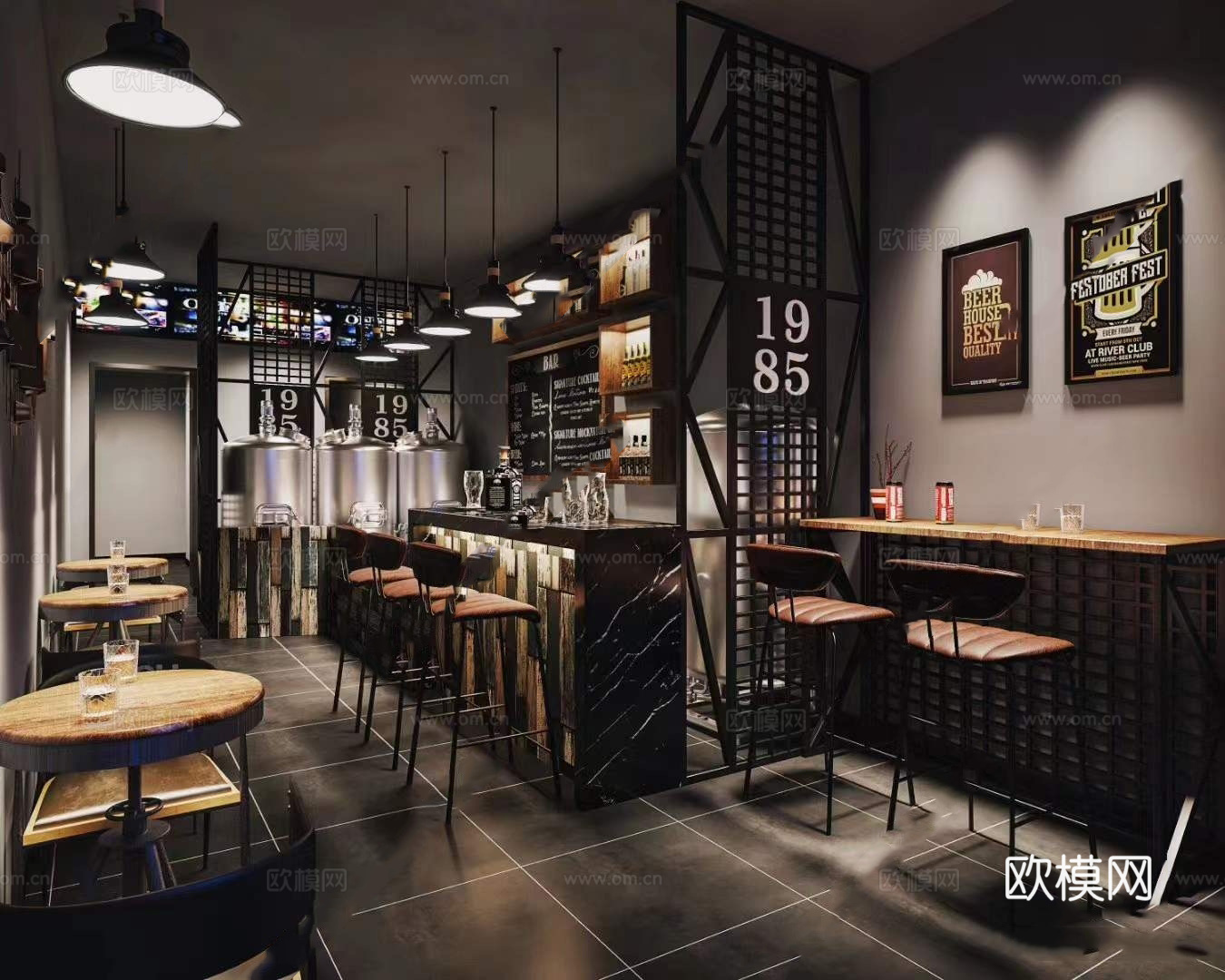 特色小酒馆最新全套 效果图 施工图设计cad施工图