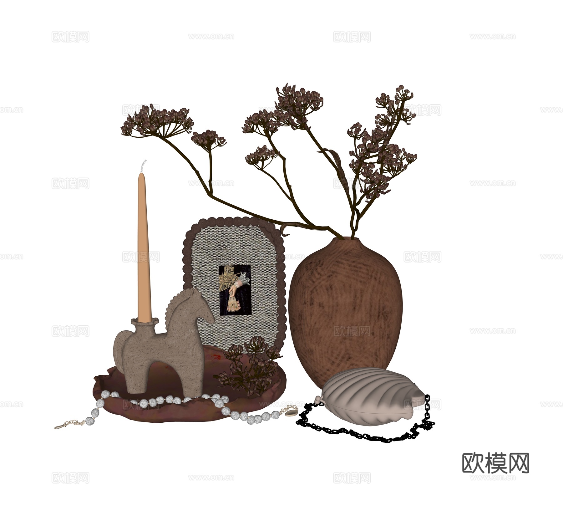 中古风饰品摆件组合su模型