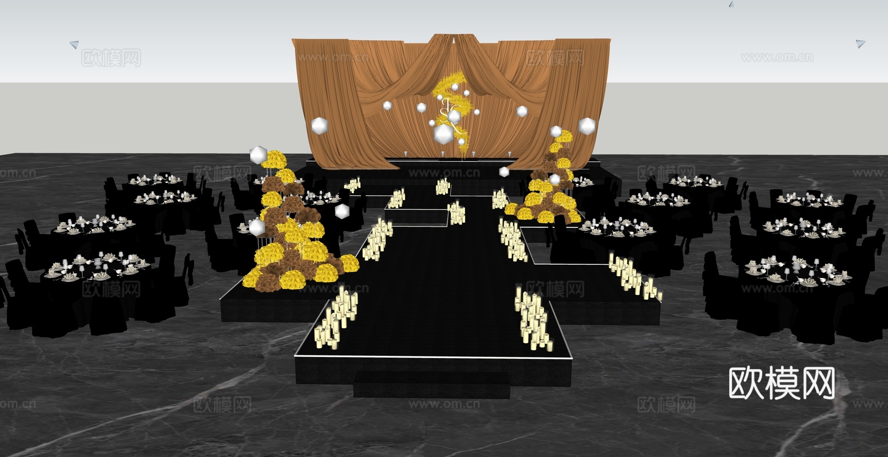 简约秀场风布幔婚礼美陈su模型