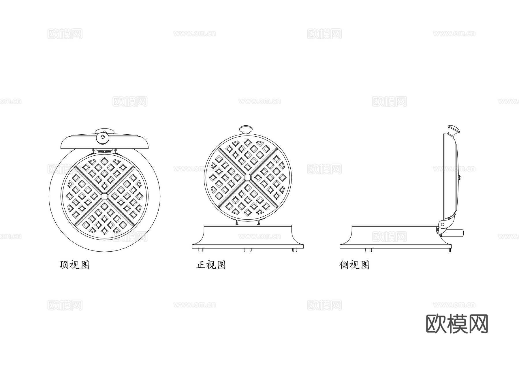 华夫饼机 煎饼机 电饼铛 华夫煎饼机 多功能烙饼机cad施工图
