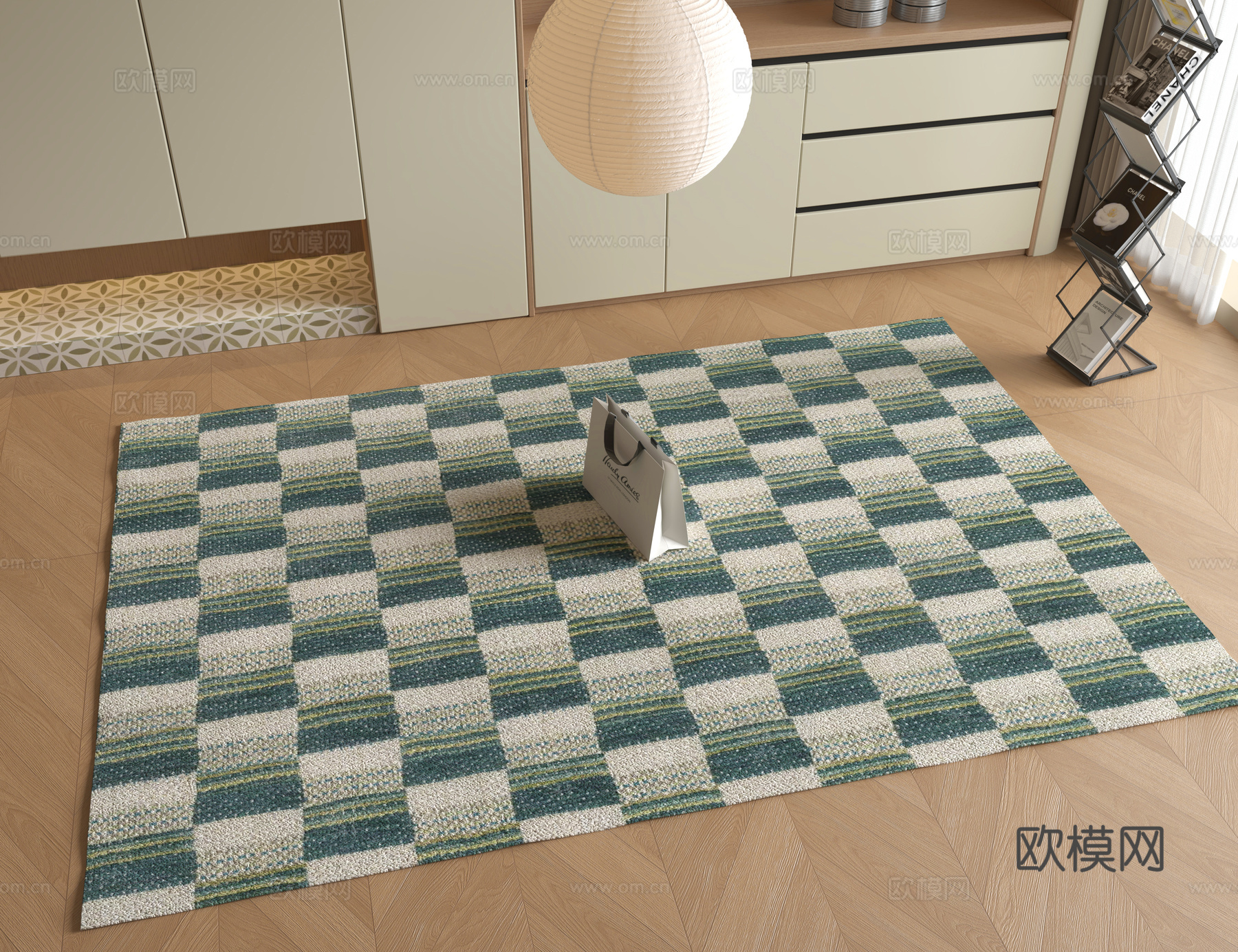 现代方形地毯su模型