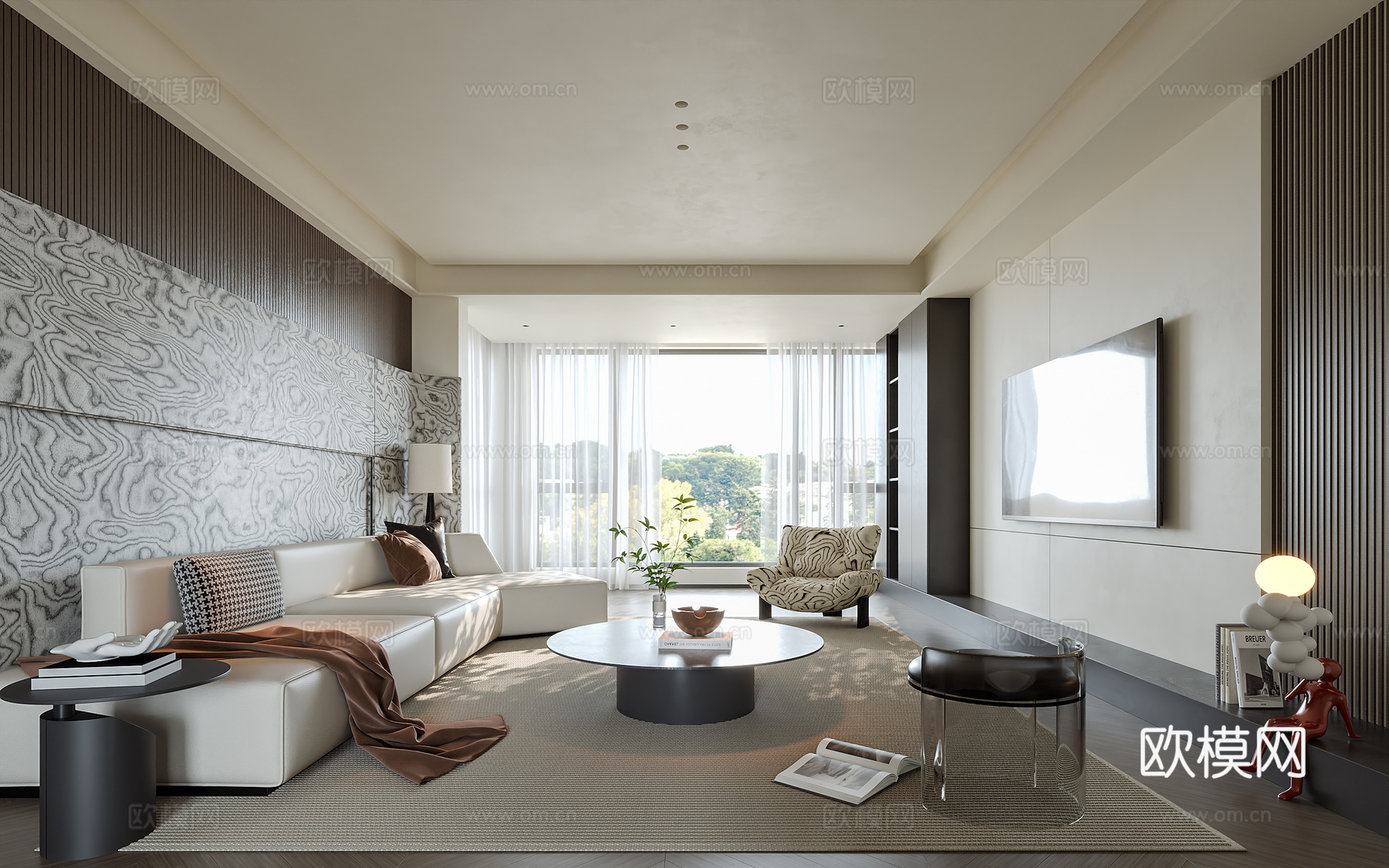 现代意式客厅su模型