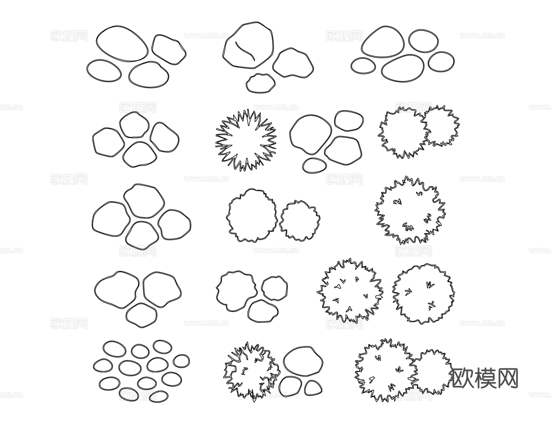 景观石 园林石 造景石 观赏石 庭院置石cad施工图