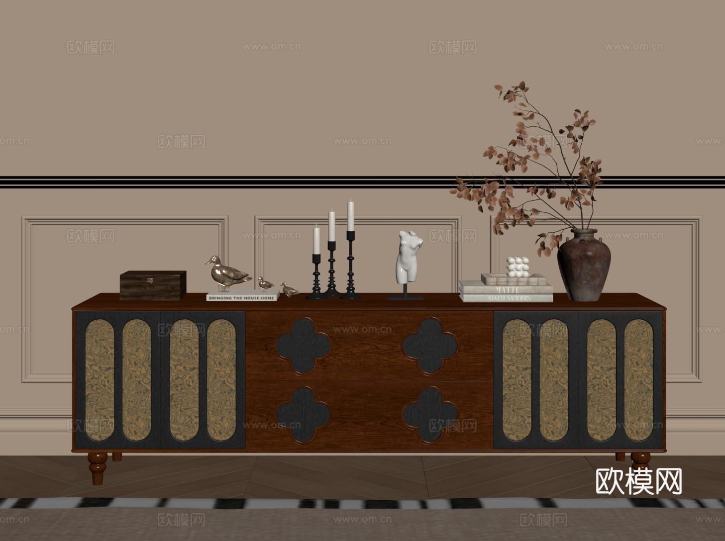 法式中古电视柜su模型