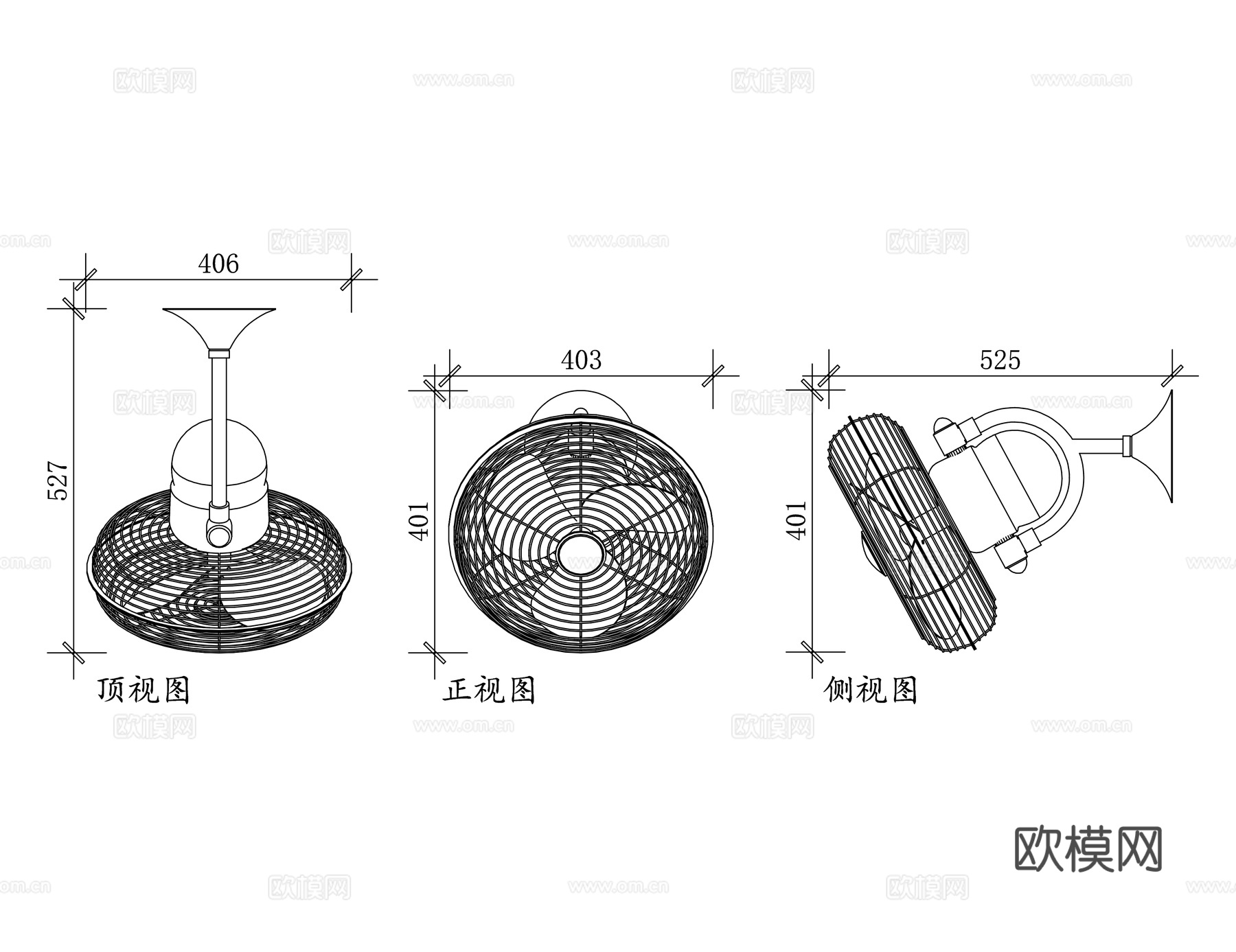 工业壁扇 车间墙扇 工厂壁扇 工业挂墙扇 车间壁扇cad施工图