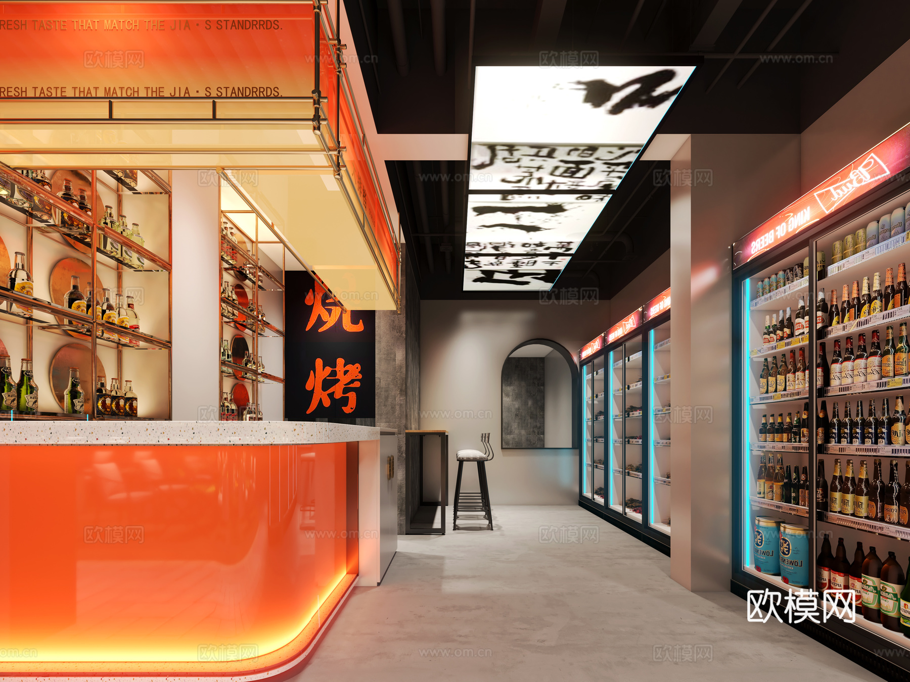 露营风地摊烧烤店 最新全套 效果图 施工图设计cad施工图