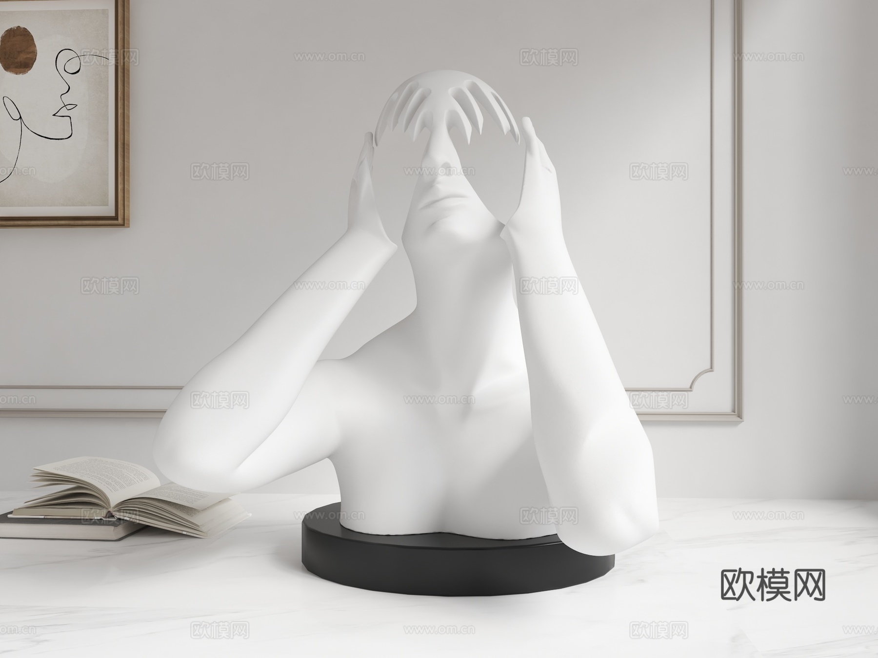 现代雕塑 人物雕塑 艺术摆件 雕塑摆件 头像摆件 石膏头像su模型