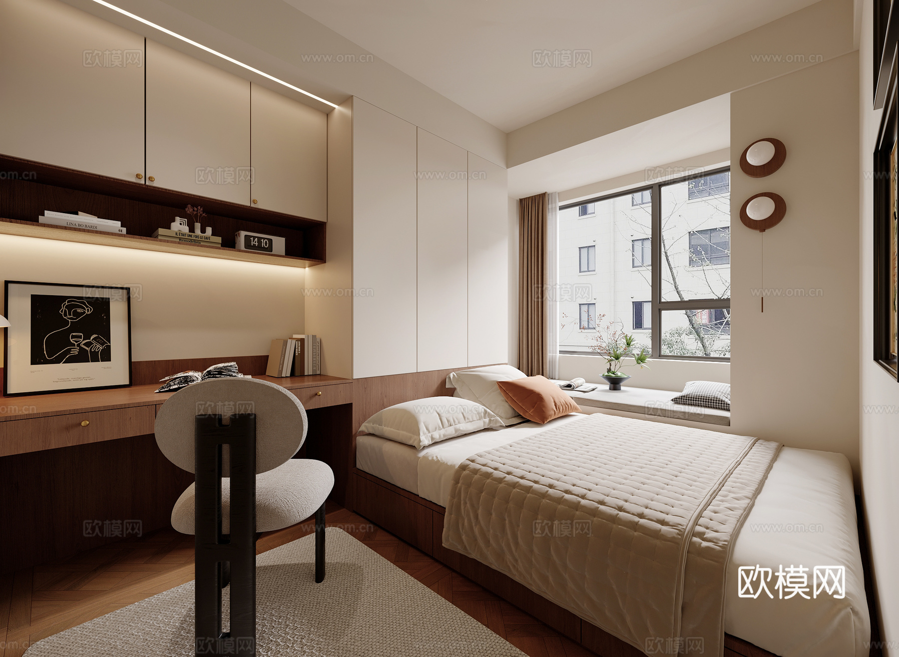 中古风榻榻米卧室su模型