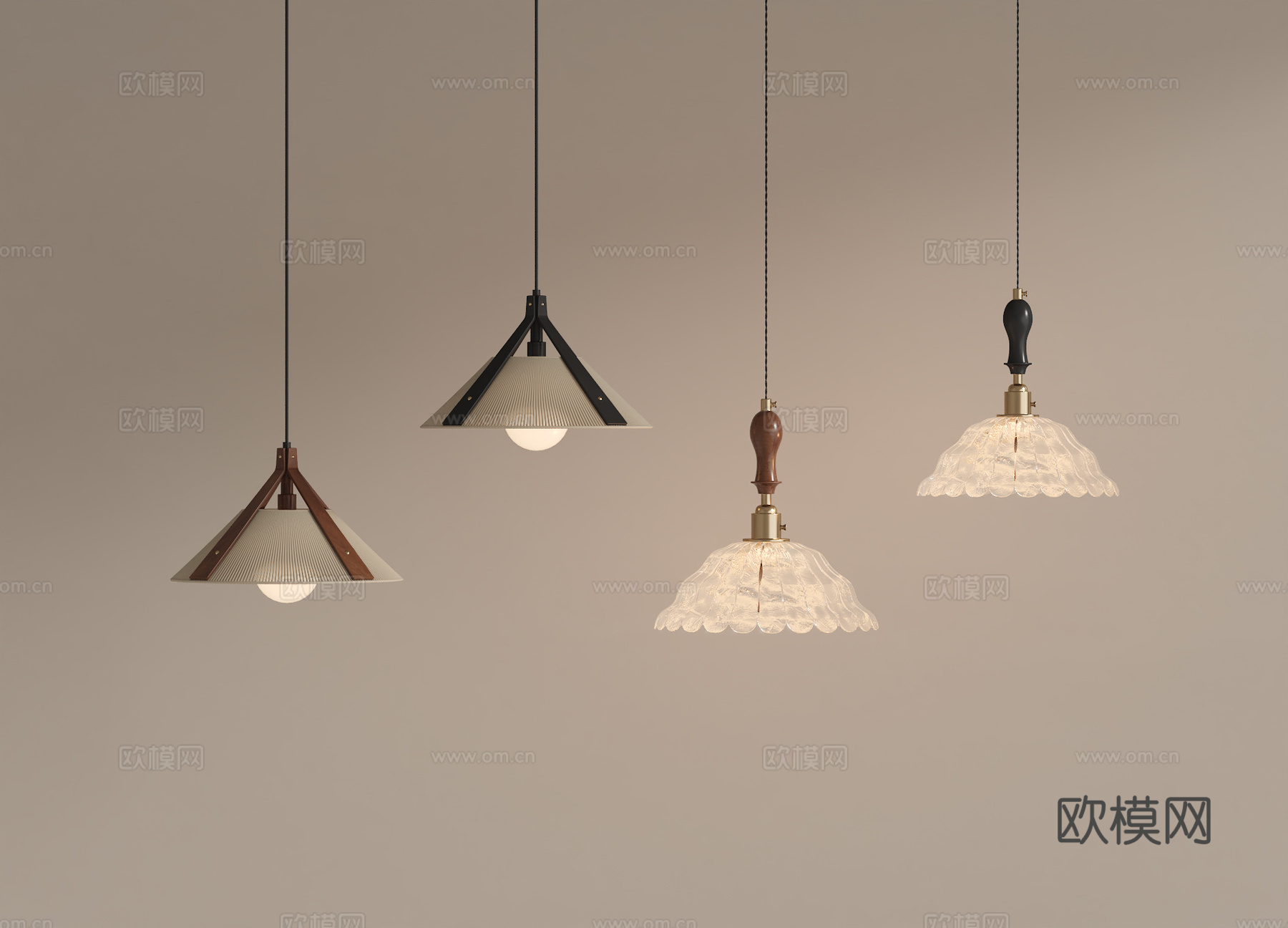 法式吊灯 床头小吊灯su模型