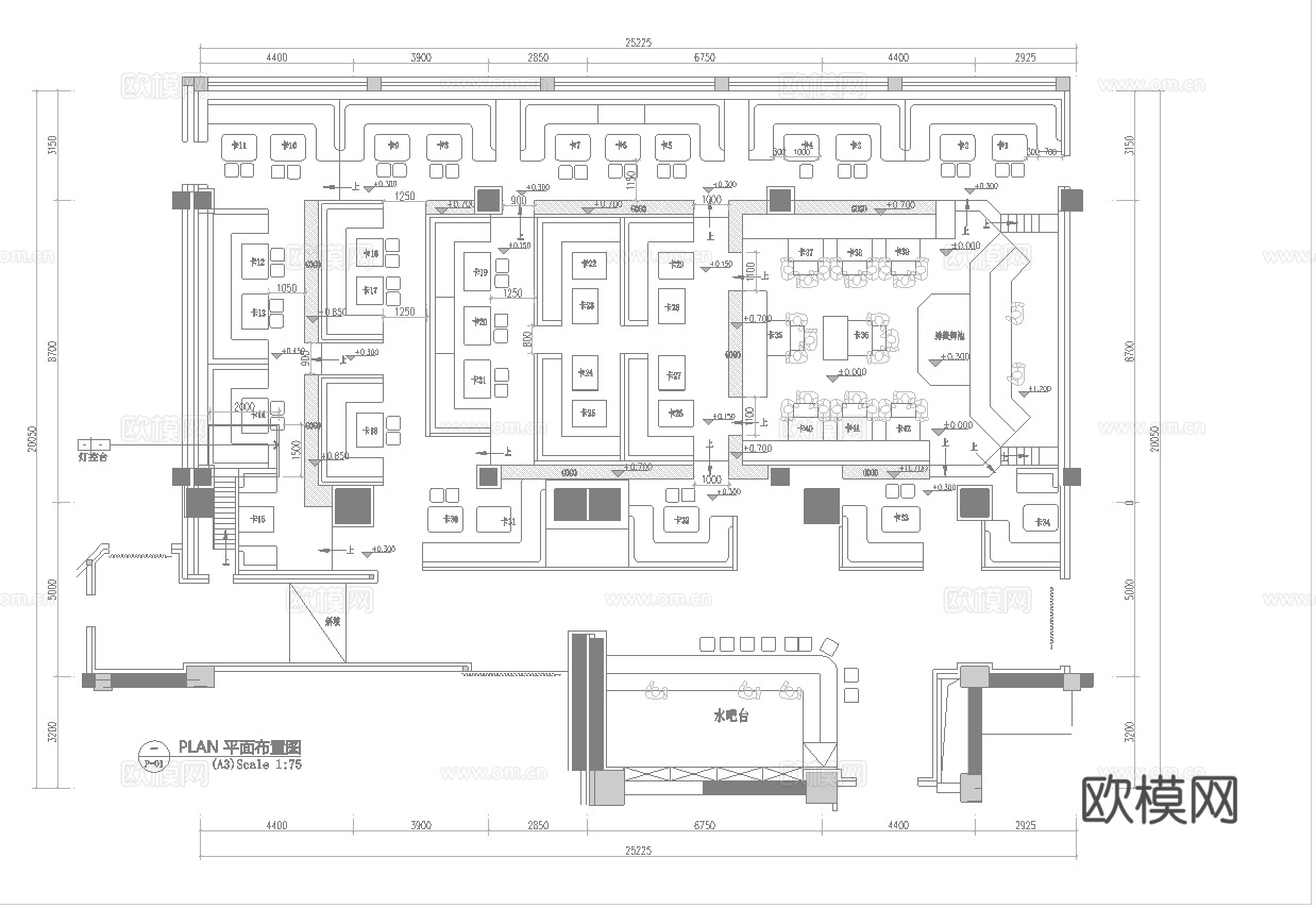 高端酒吧 最新全套 效果图 施工图设计cad施工图