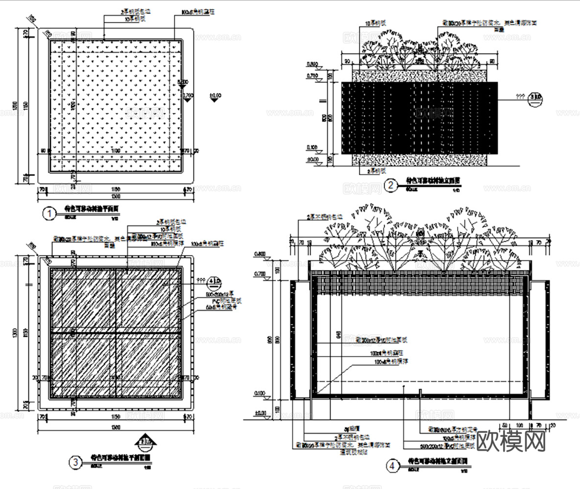 24套现代移动花箱花架树箱最新整理合集cad施工图