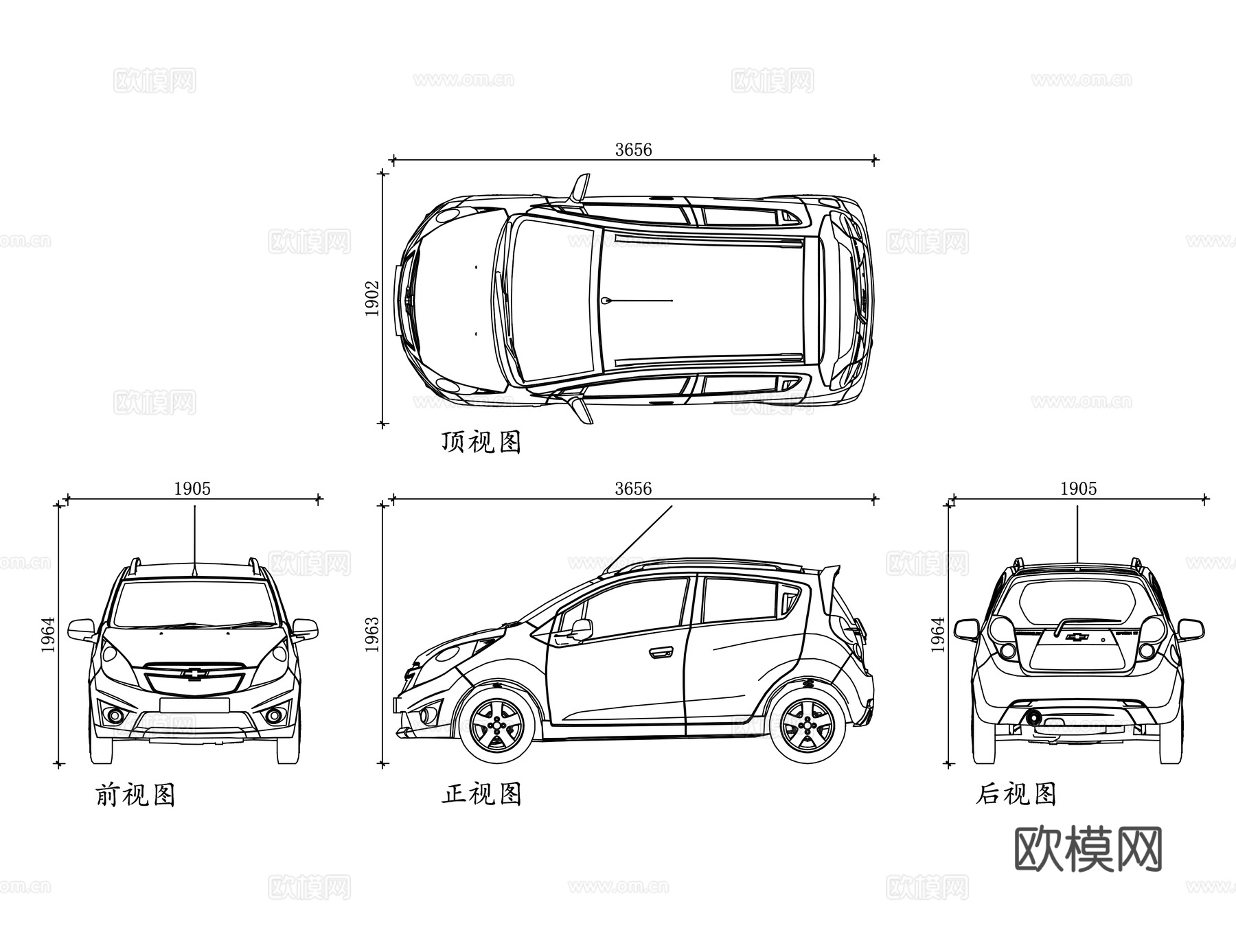 小型轿车 城市代步车 紧凑型轿车 微型轿车 两厢小车cad施工图