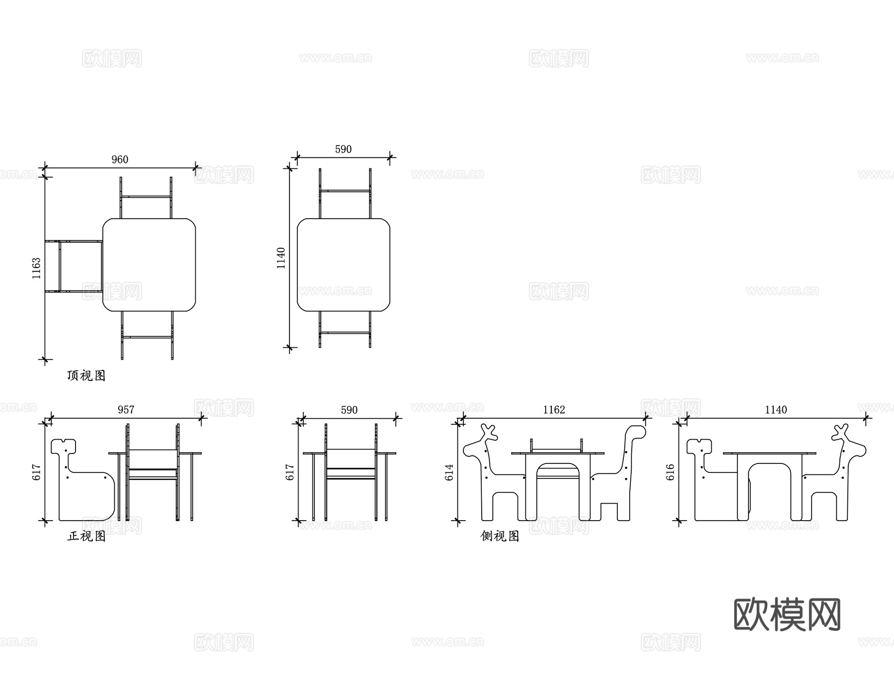 幼教教室桌椅 校园儿童教具 幼儿园课桌椅 少儿学堂家具cad施工图