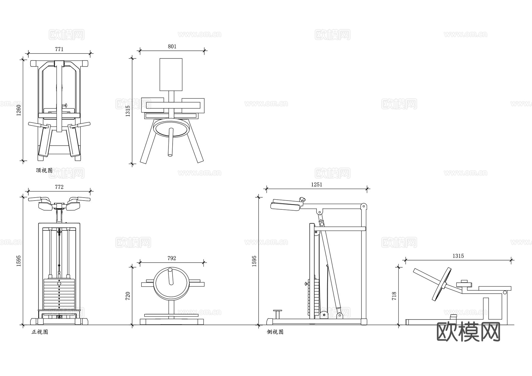 家用多功能健身器 综合训练器 家用力量器材 多功能训练器 家cad施工图