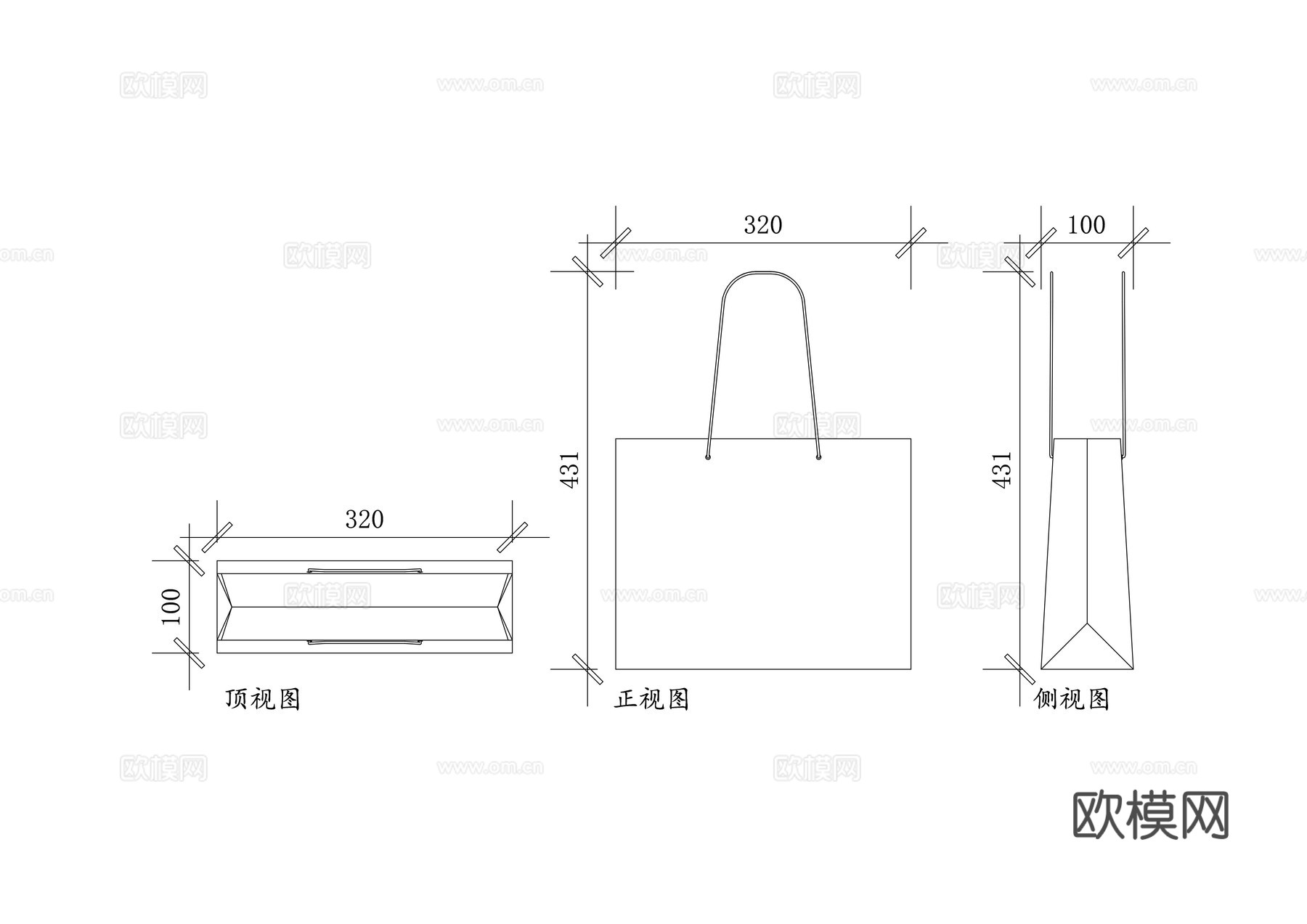 购物袋 手提购物袋 环保购物袋 帆布购物袋 便携购物袋cad施工图
