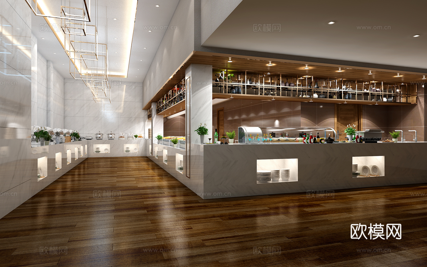 现代自助餐厅3d模型