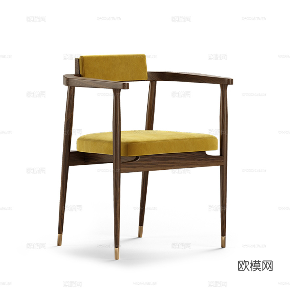 新中式单椅 餐椅su模型