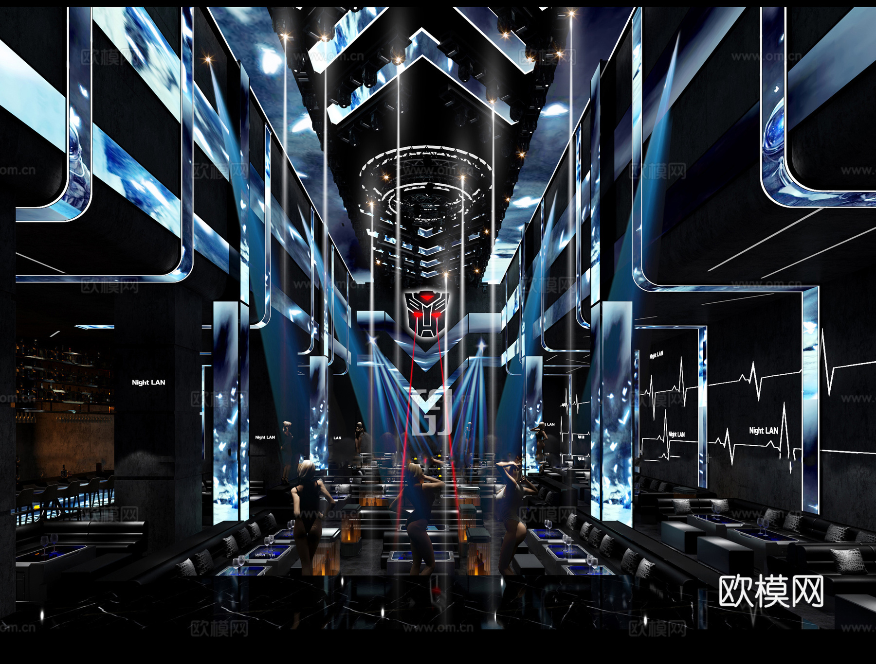 高端酒吧 最新全套 效果图 施工图设计cad施工图