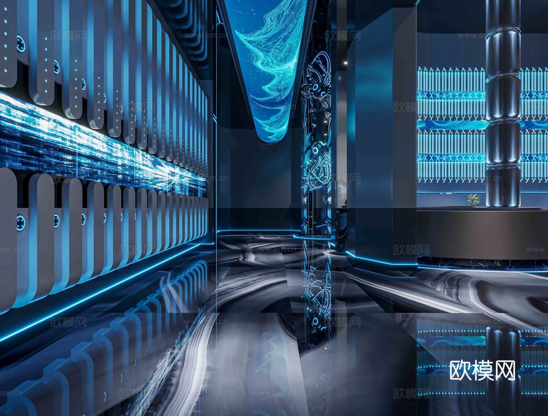 科技风酒吧 最新全套 效果图 施工图设计cad施工图