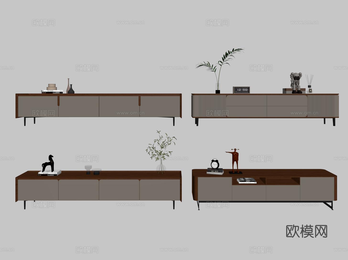 现代成品电视柜su模型