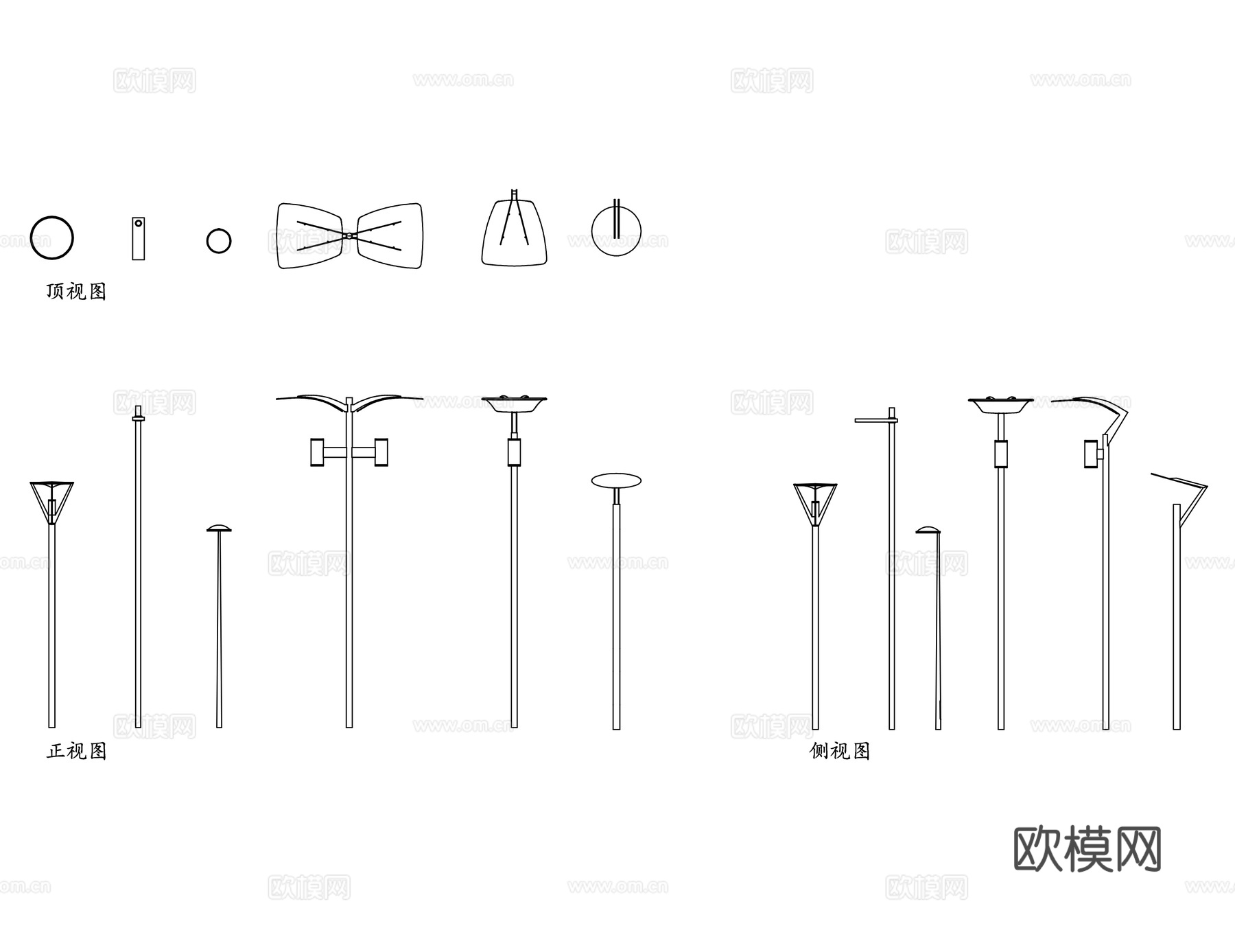 庭院柱灯 景观柱灯 户外立柱灯 花园柱灯 室外柱灯cad施工图