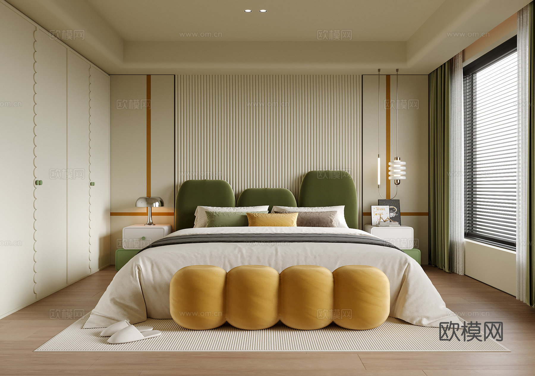 现代儿童房 儿童床 卧室su模型