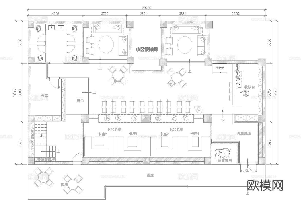 高档酒吧 最新全套 效果图 施工图设计cad施工图