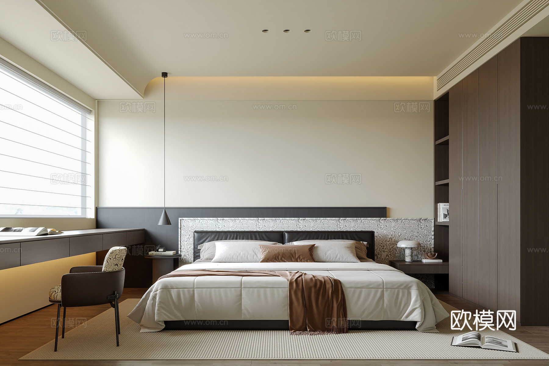 现代意式卧室su模型